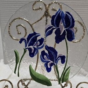 Iris Infused Glass Art Plate - Anne C ROSS- BEAUTUFUL!